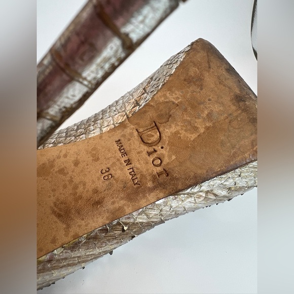 Christian Dior Platinum Snake Skin Peep-toe Heels 36 - Picture 5 of 15